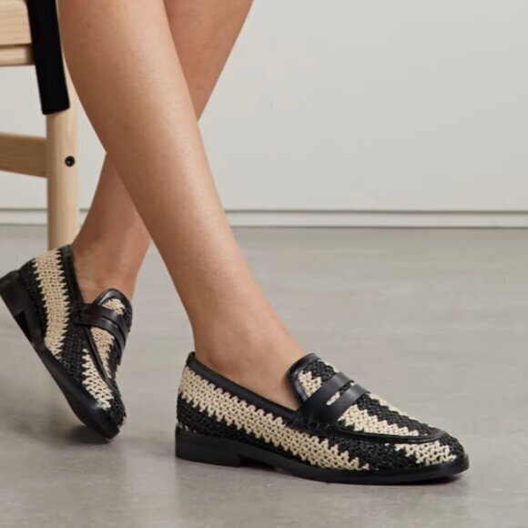 3.1 Phillip Lim Shoes - 3.1 PHILLIP LIM Alexa leather-trimmed two-tone raffia loafers Size 11